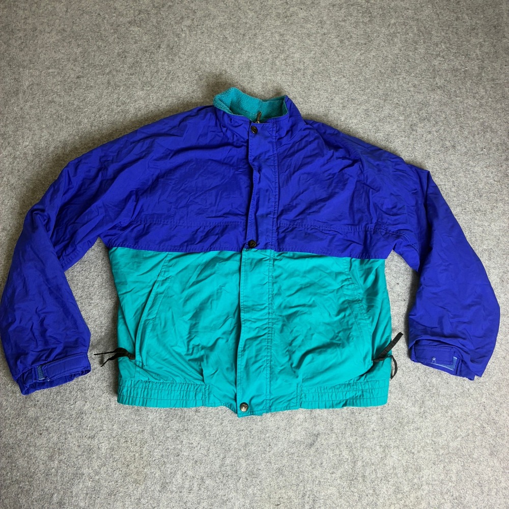 Vintage 90s Pacific Trail Women's M Colorblock Windbreaker Jacket Blue Fleece